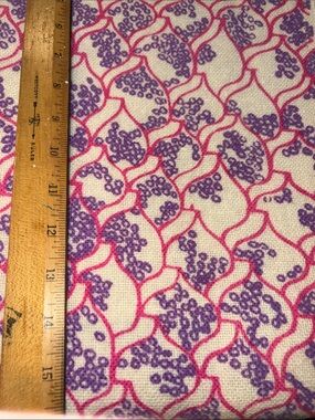 Huge piece vintage groovy wool Pink and Purple Floral Print Fabric‎ 54 x 117 D3